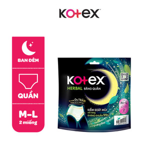 Combo 2/Combo 5/Băng vệ sinh quần Kotex Ban Đêm Thảo Dược Herbal M-L 2 miếng