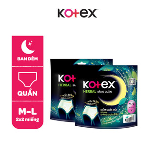 Combo 2/Combo 5/Băng vệ sinh quần Kotex Ban Đêm Thảo Dược Herbal M-L 2 miếng