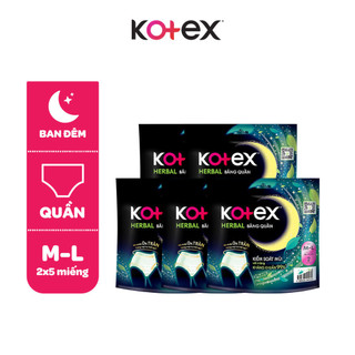Combo 2/Combo 5/Băng vệ sinh quần Kotex Ban Đêm Thảo Dược Herbal M-L 2 miếng