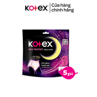 Combo 5 Băng Vệ Sinh Kotex Ban Đêm Dạng Quần cỡ M/L 5 miếng, M/L 2 miếng, L/XL 2 miếng