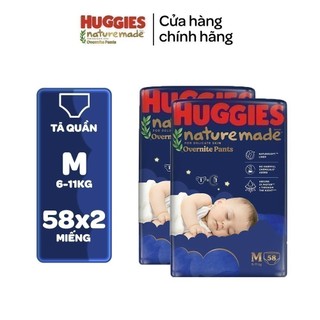[Live Độc Quyền] Combo 2 Tã quần Huggies Naturemade ban đêm M58/L44/XL38/XXL26