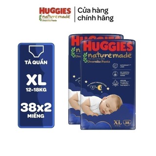 [Live Độc Quyền] Combo 2 Tã quần Huggies Naturemade ban đêm M58/L44/XL38/XXL26