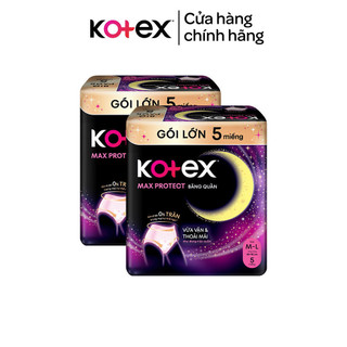 Combo 2 Băng Vệ Sinh Kotex Ban Đêm Dạng Quần cỡ M/L 5 miếng, M/L 2 miếng, L/XL 2 miếng