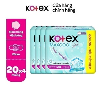 [Bao Bì Thay Đổi Theo Đợt Nhập Hàng] Combo 4/Combo 8 băng vệ sinh Kotex Maxcool French Spa Siêu mỏng cánh 23cm(20M/gói)
