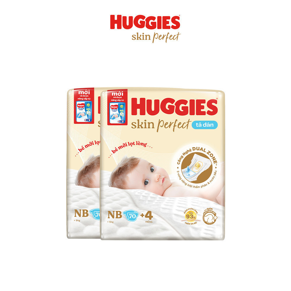 Combo 2 Tã dán sơ sinh Huggies Skin Perfect NB40/NB70/S54/S80