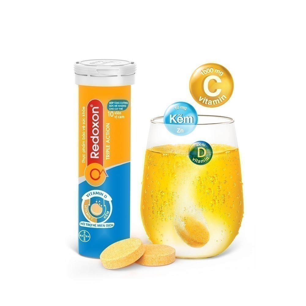 Bộ 2 Viên sủi Redoxon hỗ trợ Vitamin Triple Action 10 viên/Hộp