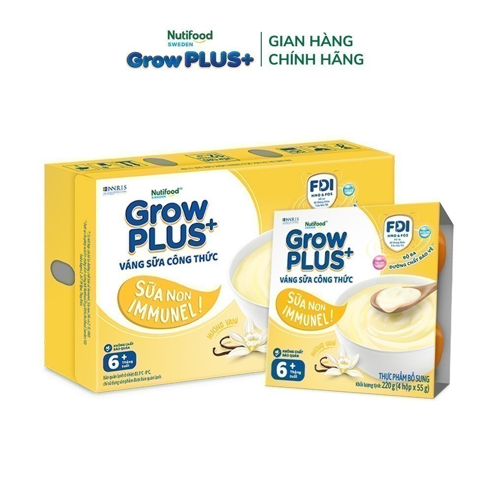 Thùng 12 lốc GrowPLUS+ Váng sữa công thức Sữa non Immunel Hỗ trợ tăng đề kháng (55g x 48 hộp)