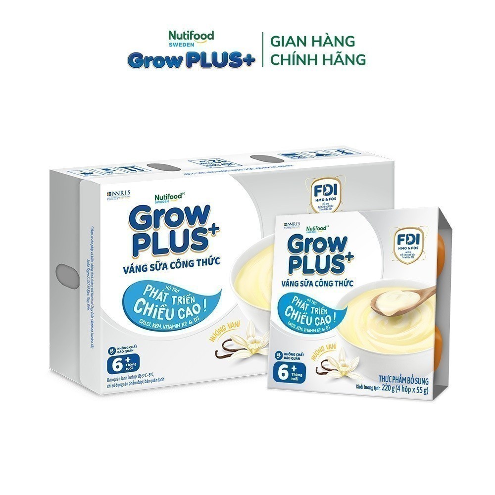 Thùng 12 lốc GrowPLUS+ Váng sữa công thức Cao lớn vượt trội Vani & Socola (55g x 48 hộp)