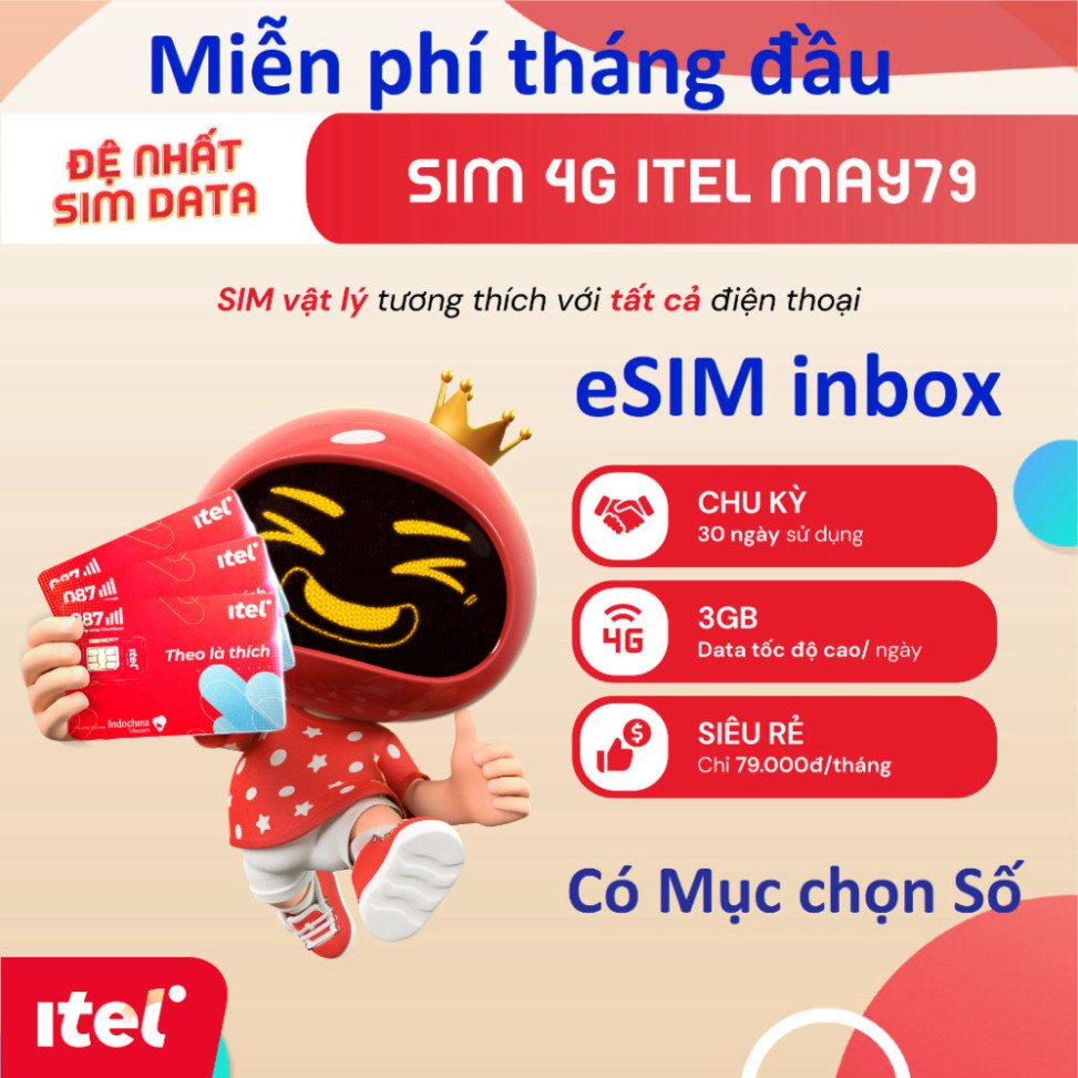 Sim iTEL 4G VINAPHONE MAY35s, MAY79, MAY89 và MAY89s [Sẵn tháng đầu] từ 10G/tháng đến KHÔNG GIỚI HẠN | BigBuy360 - bigbuy360.vn