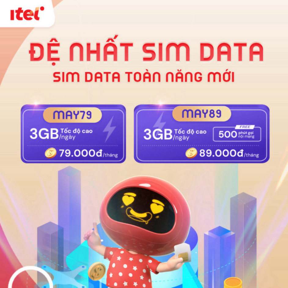 Sim iTEL 4G VINAPHONE MAY35s, MAY79, MAY89 và MAY89s [Sẵn tháng đầu] từ 10G/tháng đến KHÔNG GIỚI HẠN | BigBuy360 - bigbuy360.vn