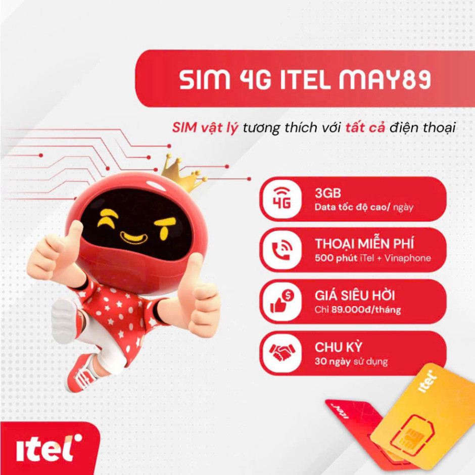 Sim iTEL 4G VINAPHONE MAY35s, MAY79, MAY89 và MAY89s [Sẵn tháng đầu] từ 10G/tháng đến KHÔNG GIỚI HẠN | BigBuy360 - bigbuy360.vn