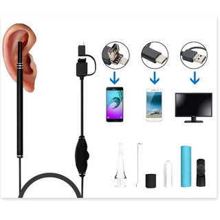 Dụng Cụ Lấy Ráy Tai Camera Chính Hãng 3 trong 1 có đèn LED, Nội Soi Tai Mũi Họng ( DÒNG CHO ANDROI )