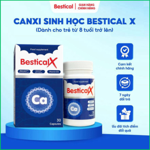 Canxi BesticalX Hộp 60 viên - Canxi sinh học dạng viên, hỗ trợ xương chắc khỏe