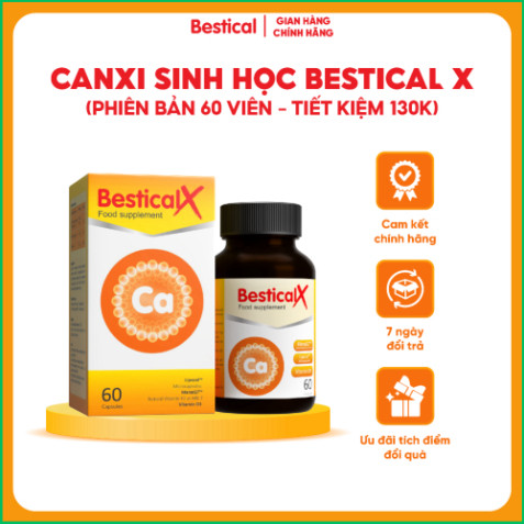 Canxi BesticalX Hộp 60 viên - Canxi sinh học dạng viên, hỗ trợ xương chắc khỏe