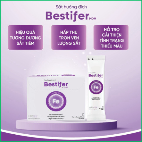 Sắt bầu hướng đích Bestifer Mom cho mẹ bầu sau sinh hỗ trợ giảm thiếu máu do thiếu sắt Hoopj 24 Goi