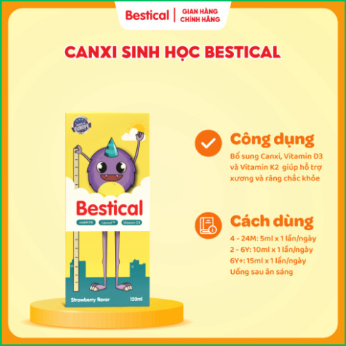 Canxi sinh học Bestical - Bổ sung bộ 3 Canxi, Vitamin D3, K2 giúp xương chắc khỏe