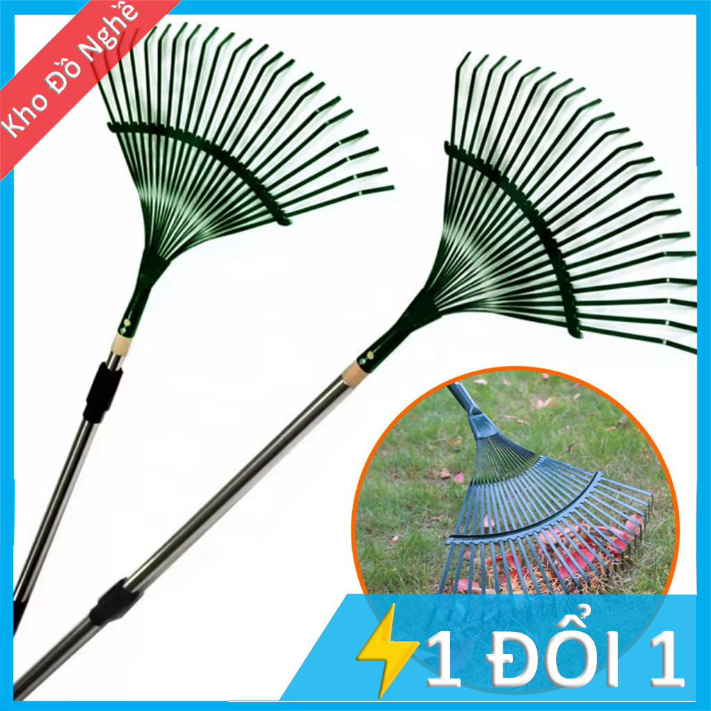 Chổi cào lá cây thép, cây cào cỏ làm vườn 22 răng rộng 42cm bằng thép ...
