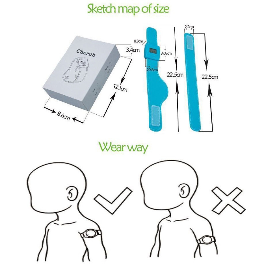 Nhiệt Kế Thông Minh Đeo Tay: Giám sát nhiệt độ liên tục, thông báo qua Bluetooth suốt ngày đêm.