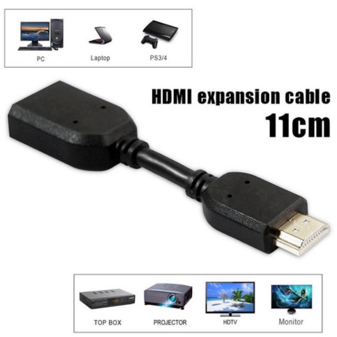 Bộ chuyển đổi HDMI dài 11cm, đầu dương và âm, hỗ trợ chuẩn HD 1080, kết nối dễ dàng.