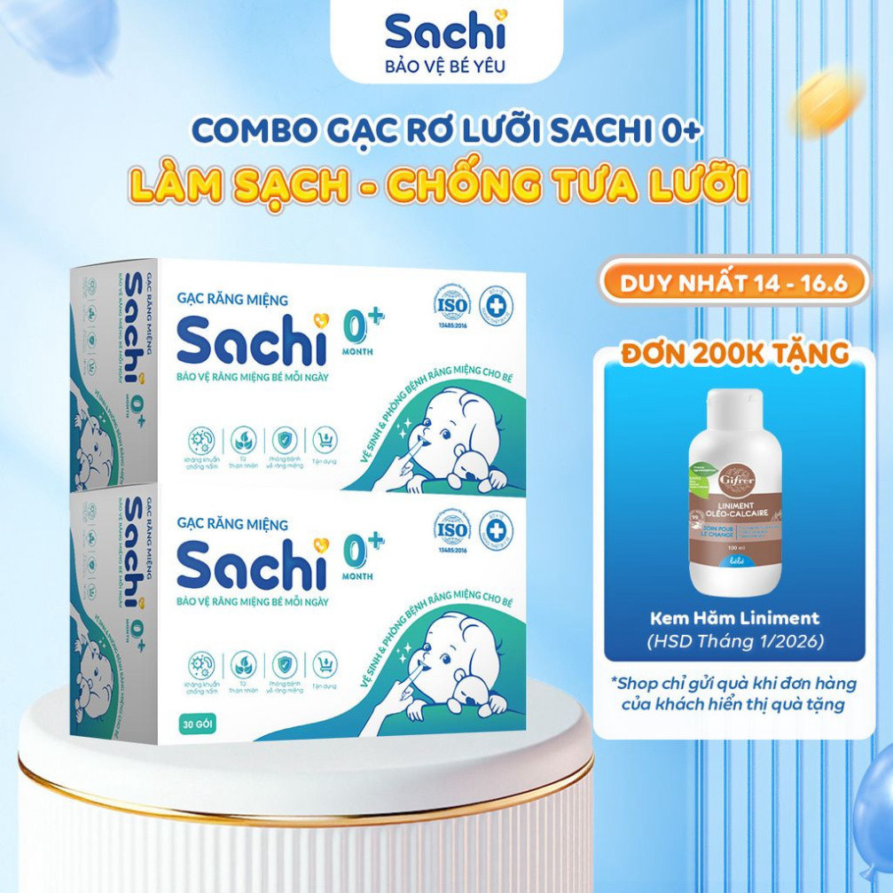 Combo 2 Gạc Rơ Lưỡi SACHI Dịch Chiết Lá Hẹ Dùng Vệ Sinh Răng Miệng An Toàn Cho Bé Từ 0 Tháng Tuổi