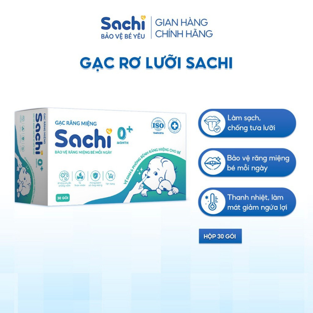 Combo 2 Gạc Rơ Lưỡi SACHI Dịch Chiết Lá Hẹ Dùng Vệ Sinh Răng Miệng An Toàn Cho Bé Từ 0 Tháng Tuổi