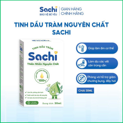 Tinh Dầu Tràm Nguyên Chất Sachi 30ml Giúp Làm Ấm Cơ Thể, Giảm Chướng Bụng, Đầy Hơi, An Toàn Cho Trẻ Sơ Sinh và Trẻ Nhỏ