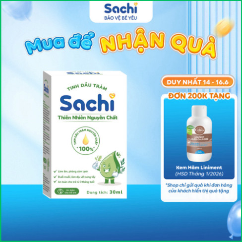 Tinh Dầu Tràm Nguyên Chất Sachi 30ml Giúp Làm Ấm Cơ Thể, Giảm Chướng Bụng, Đầy Hơi, An Toàn Cho Trẻ Sơ Sinh và Trẻ Nhỏ