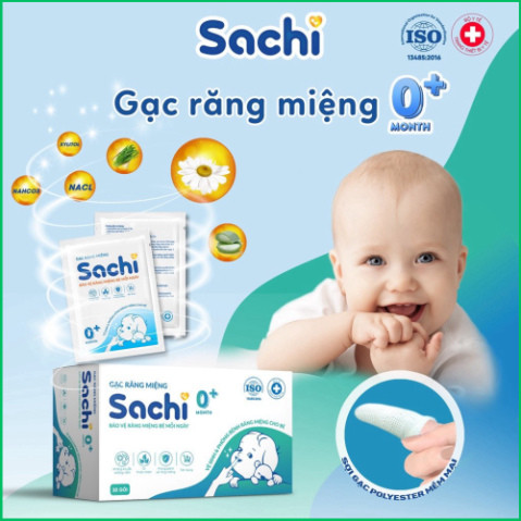 Gạc Rơ Lưỡi SACHI Dịch Chiết Lá Hẹ Dùng Vệ Sinh Răng Miệng An Toàn Cho Bé Từ 0 Tháng Tuổi