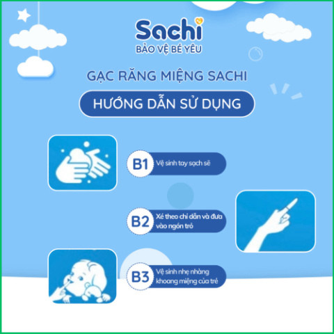 Gạc Rơ Lưỡi SACHI Dịch Chiết Lá Hẹ Dùng Vệ Sinh Răng Miệng An Toàn Cho Bé Từ 0 Tháng Tuổi
