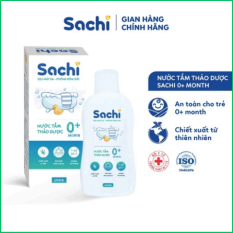 Combo Tắm Bé Sachi Êm Dịu Sạch Thơm - Nước Tắm Thảo Dược SACHI Chai 250ml + Tinh Dầu Tràm Khuynh Diệp Sachi 30ml