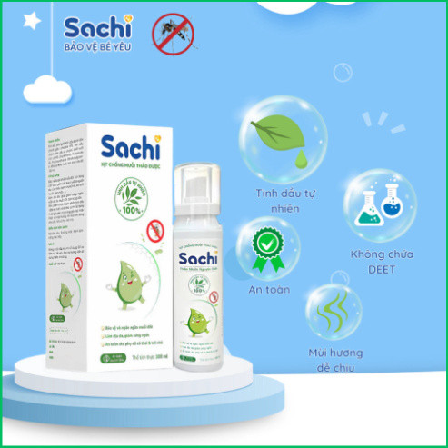 Xịt Chống Muỗi SACHI Xịt Muỗi Thảo Dược An Toàn Lành Tính Chai 100ml
