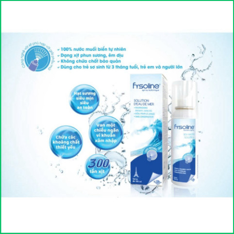 Xịt Muối Sinh Lý Pháp Fysoline - Vệ Sinh, Giữ Ẩm, Cân Bằng Sinh Lý Niêm Mạc Mũi (100ml)