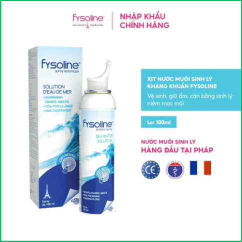 Xịt Muối Sinh Lý Pháp Fysoline - Vệ Sinh, Giữ Ẩm, Cân Bằng Sinh Lý Niêm Mạc Mũi (100ml)
