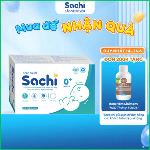 Khăn Lau Hạ Sốt 0+ SACHI Giúp Hạ Nhiệt, Giảm Sốt, Ngăn Ngừa Co Giật Cho Trẻ Sơ Sinh Và Trẻ Nhỏ, Hộp 25 khăn