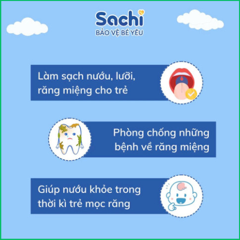 Gạc Rơ Lưỡi SACHI Dịch Chiết Lá Hẹ Dùng Vệ Sinh Răng Miệng An Toàn Cho Bé Từ 0 Tháng Tuổi - Combo 3 Hộp