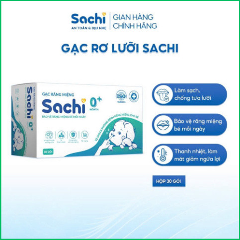 Gạc Rơ Lưỡi SACHI Dịch Chiết Lá Hẹ Dùng Vệ Sinh Răng Miệng An Toàn Cho Bé Từ 0 Tháng Tuổi - Combo 3 Hộp