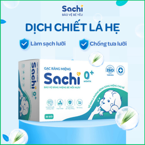 Gạc Rơ Lưỡi SACHI Dịch Chiết Lá Hẹ Dùng Vệ Sinh Răng Miệng An Toàn Cho Bé Từ 0 Tháng Tuổi - Combo 3 Hộp