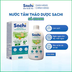 Nước Tắm Sachi Sả Chanh 250ml Thảo Dược Tự Nhiên Dịu Mát Da, Ngừa Rôm Sảy Cho Bé Từ Sơ Sinh