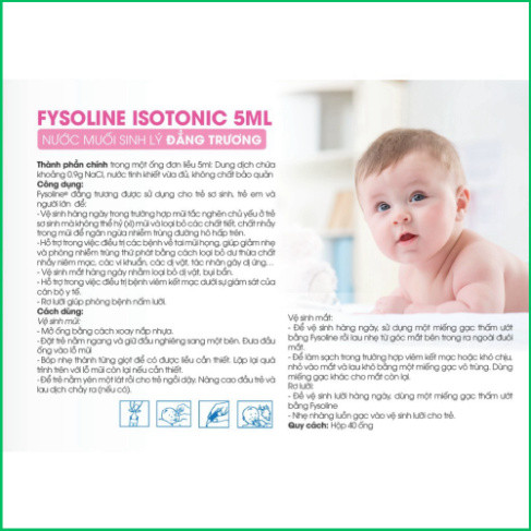Nước Muối Sinh Lý Pháp FYSOLINE Vệ Sinh Mắt Mũi Miệng Cho Bé Hộp 40 Ống 5ML