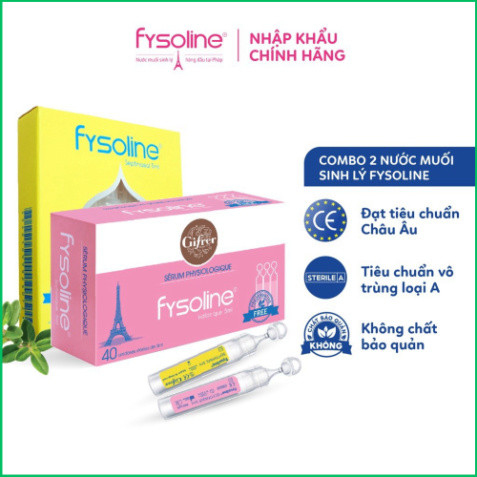 Combo Nước Muối Sinh Lý FYSOLINE Hồng 40 Ống x 5ml Và Vàng 5 Ống x 5ml Nhỏ Mắt Mũi Miệng Hiệu Quả