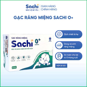 Combo 2 Gạc răng miệng Sachi O+ Dịch Chiết Lá Hẹ Rơ Lưỡi An Toàn Cho Bé Từ 0 Tháng Tuổi Hộp 20 gói