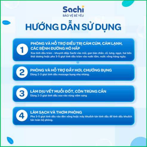 Tinh Dầu Tràm Khuynh Diệp Sachi Giúp Làm Ấm Cơ Thể, Đuổi Muỗi, Làm Dịu Các Vết Côn Trùng Cắn - Combo 2 Chai 60ml