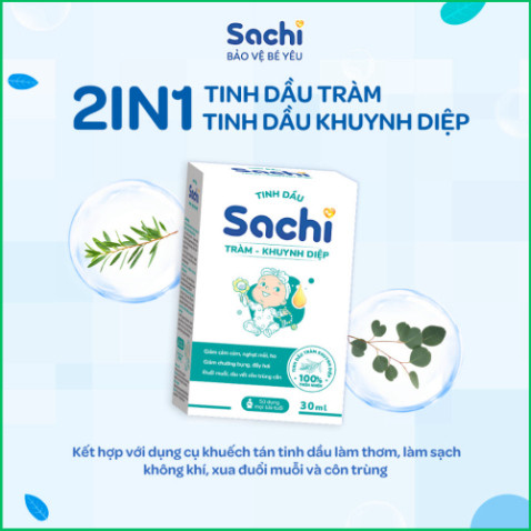 Tinh Dầu Tràm Khuynh Diệp Sachi Giúp Làm Ấm Cơ Thể, Đuổi Muỗi, Làm Dịu Các Vết Côn Trùng Cắn - Combo 2 Chai 60ml