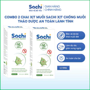 Xịt muỗi Sachi Xịt chống muỗi thảo dược an toàn lành tính - Combo 2 chai 100ml