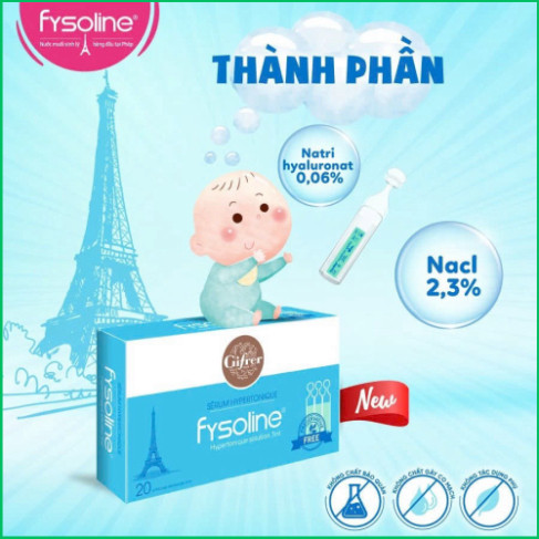 Nước Muối Ưu Trương Fysoline Pháp Hỗ Trợ Giảm Ngẹt Mũi, Khô Mũi , Dị Ứng Cho Bé - Hộp Xanh 20 Ống x 5ml