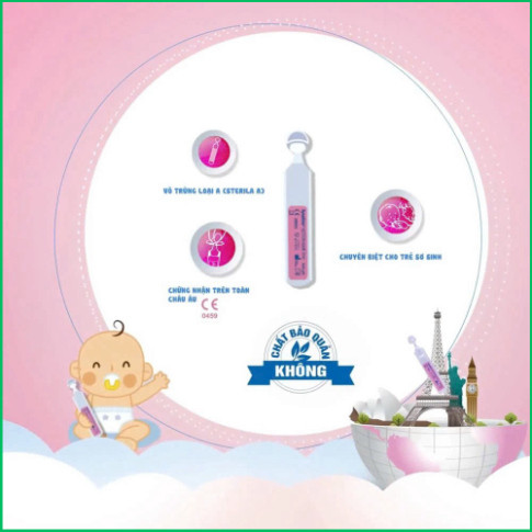 Combo Nước muối sinh lý Fysoline hồng 40 ống x 5ml và vàng 20 ống x 5ml vệ sinh mắt, mũi, miệng cho bé