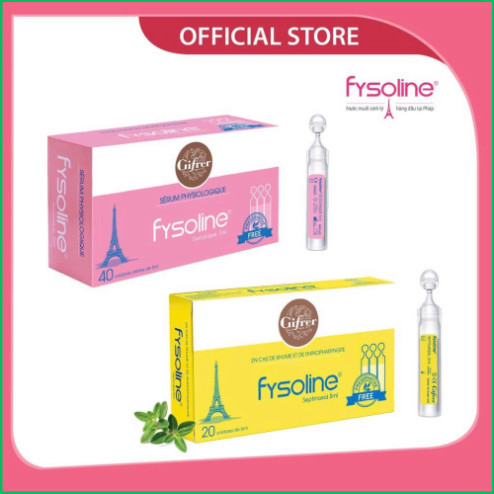 Combo Nước muối sinh lý Fysoline hồng 40 ống x 5ml và vàng 20 ống x 5ml vệ sinh mắt, mũi, miệng cho bé