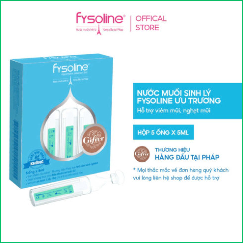 Nước Muối Ưu Trương Fysoline Pháp Hỗ Trợ Giảm Ngẹt Mũi, Khô Mũi , Dị Ứng Cho Bé-Hộp Xanh