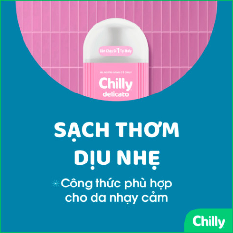 Dung dịch vệ sinh phụ nữ Chilly làm sạch diu nhẹ, chiết xuất bạc hà ngừa vi khuẩn, ngăn mùi hiệu quả 200ml