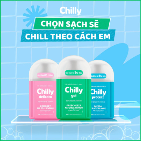 Dung dịch vệ sinh phụ nữ Chilly làm sạch diu nhẹ, chiết xuất bạc hà ngừa vi khuẩn, ngăn mùi hiệu quả 200ml